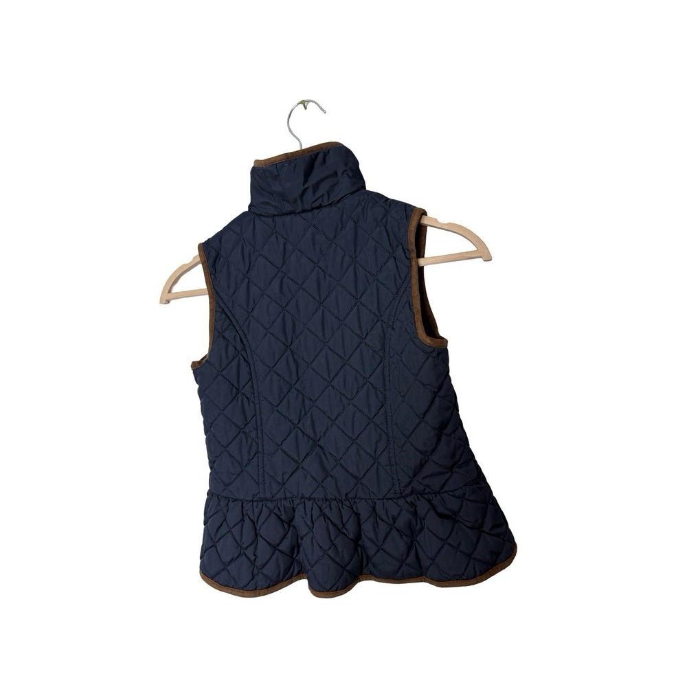 Janie and Jack Girls 7-8 Years Old Quilted Peplum Ruffle Vest Navy Blue Layering - Picture 2 of 2